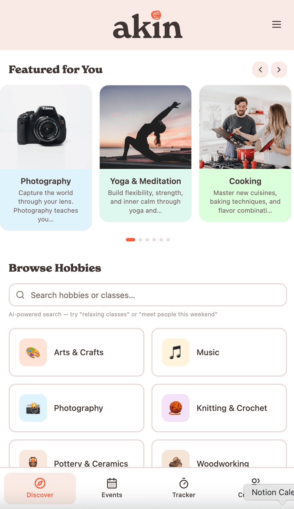 Akin app screenshot